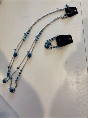 Blue Stone Layered Necklace and Bracelet Set by Paparazzi